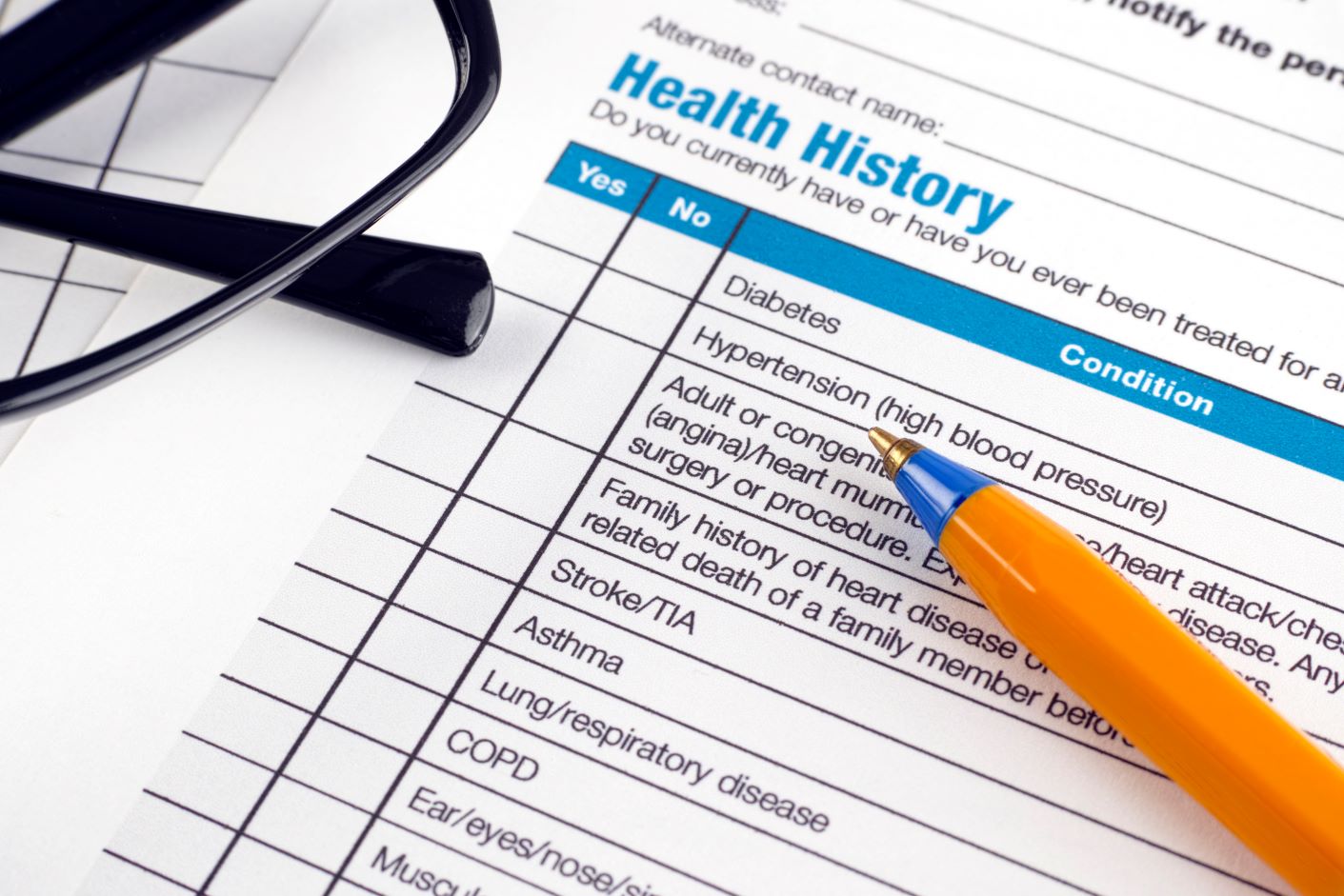 document listing health history